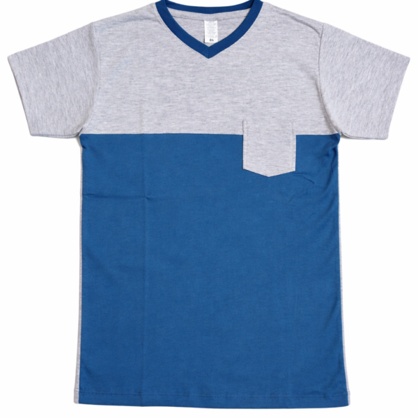 Camiseta a rayas en tonos grises y azules-1 Polo Niño Bicolor Clásico Azul — Talla 16