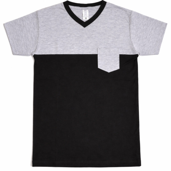 Camiseta masculina en dos tonos-1 Polo Niño Bicolor Clásico Gris y Negro — Talla 14