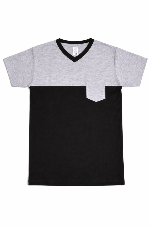 Polo Niño Bicolor Clásico Gris y Negro — Talla 14