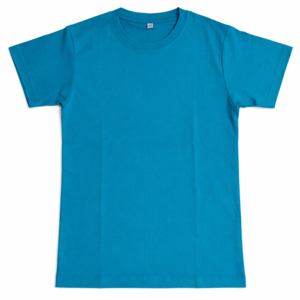 Camiseta turquesa sobre fondo blanco Polo Niño Algodón Pima Turquesa — Talla 10