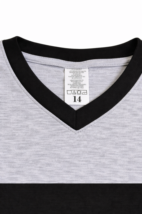 Polo Niño Bicolor Clásico Gris y Negro — Talla 14