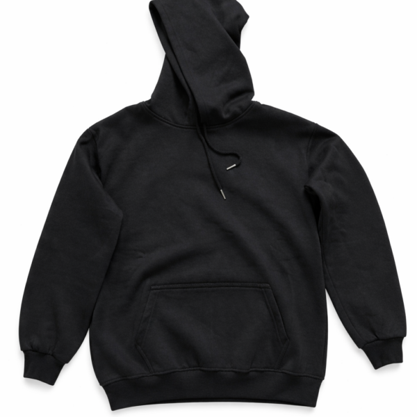 Suderón negro sobre fondo blanco Sudadera Negra con Capucha Mujer Manga Larga