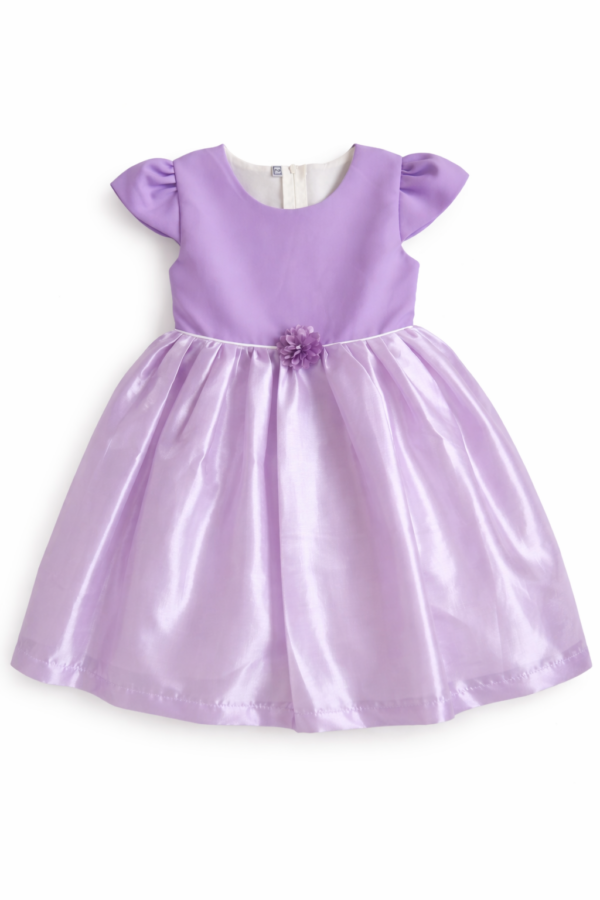Vestido Elegante Lila para Bebé con Lazo y Forro – Talla 2