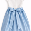 Vestido Elegante Blanco y Celeste con Lazo para Niña – Talla 12