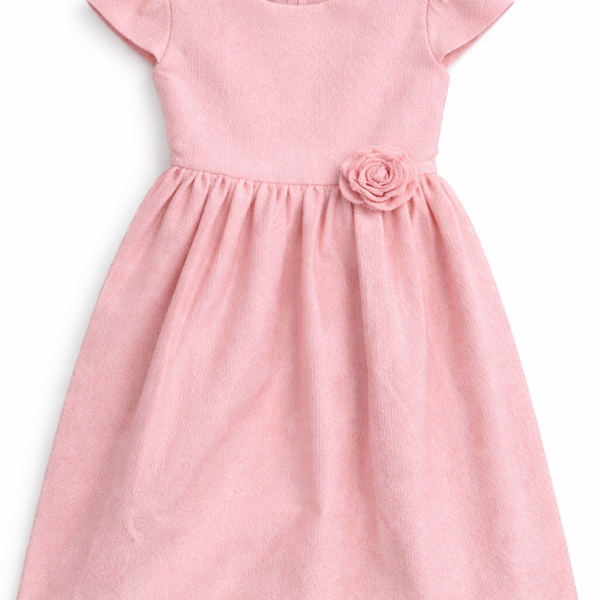 Vestido rosa con flor decorativa Vestido Elegante Rosado con Lazo y Flor Decorativa para Niña – Talla 12