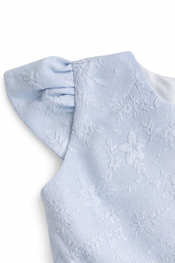 Vestido Elegante Celeste con Lazo y Forro para Niña – Talla 6