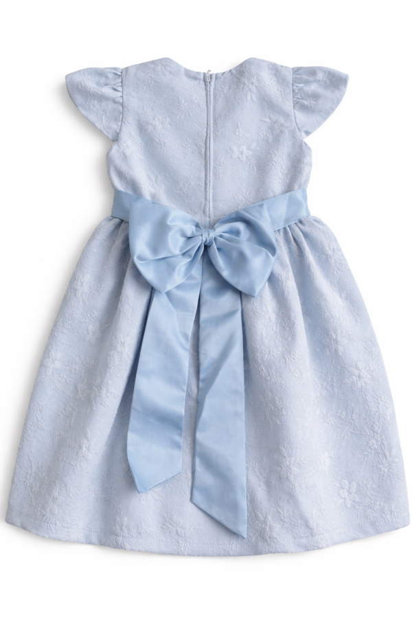 Vestido Elegante Celeste con Lazo y Forro para Niña – Talla 6