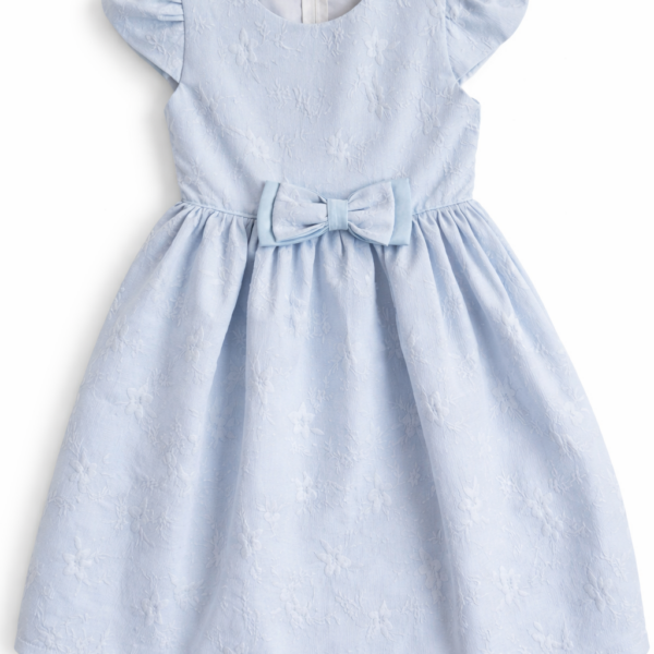 vestido celeste Vestido Elegante Celeste con Lazo y Forro para Niña – Talla 6