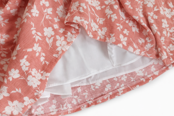 Vestido Floral Coral Elegante con Forro para Niña – Talla 8