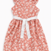 Vestido Floral Coral Elegante con Forro para Niña – Talla 8