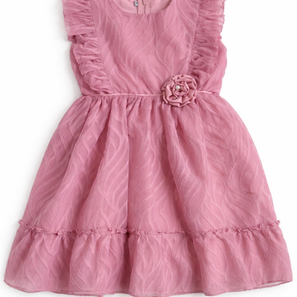 vestido rosa bebé 3 Vestido Elegante Rosado con Flor Decorativa para Niña- talla 2