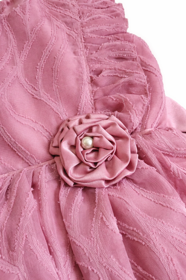 Vestido Elegante Rosado con Flor Decorativa para Niña- talla 2